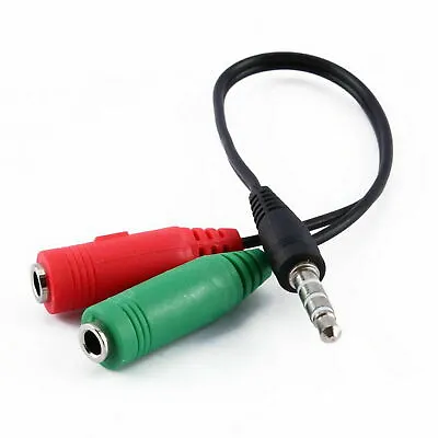 £2.99 • Buy 3.5mm Headphone Microphone Jack Y Splitter Cable 4 Pole Mic Adapter Headset Aux