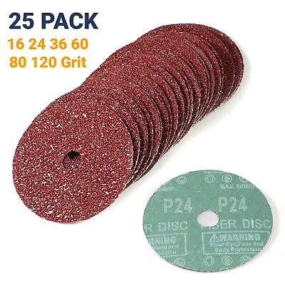 25x 4-1/2  Calcined AO Resin Fiber Sanding Grinding Disc 16 24 36 60 80 120 Grit • $18.99