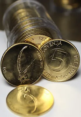 Gem Unc Roll (20) Slovenia 2000 5 Tolarjev Coins~Head & Horns Of A IBEX~Fr/Ship • $54.99