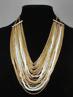 Macy's I.N.C. International Concepts Gold Chain White Bead Multi Strand Necklace • $19.99