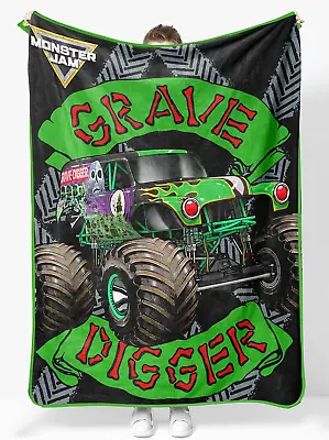 Monster Jam Plush Throw Blanket - Measures 46 X 60 Inches - Super Soft & Cozy Fl • $32.99