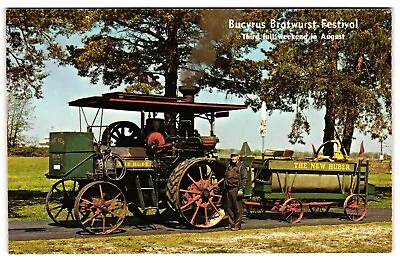Huber Engine #11186 Steam Tractor Bratwurst Festival Bucyrus OH Postcard • $3.99