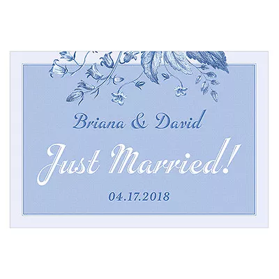 Vintage Romance Just Married Poster Personalized Wedding Venue Decoration • $14.95