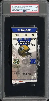 2004 NFC Wild Card Game Vikings Vs Packers Randy Moss Moons Fans Ticket PSA 2 • $250