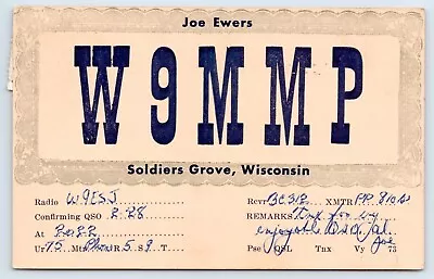 QSL CB Ham Radio Card W9MMP Soldiers Grove Wisconsin Crawford County WI 1948 • $5