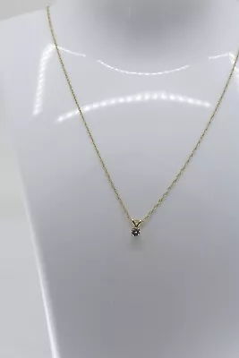 14K Yellow Gold Vintage 16 Inch Rope Chain With 0.25  Diamond Pendant 0.16 Cttw • $133