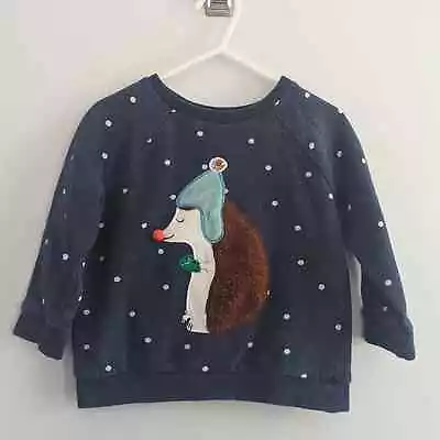 Mini Boden Hedgehog Hat Polka Dot Sweatshirt Navy 2 - 3 Years Mitten Hat • $18