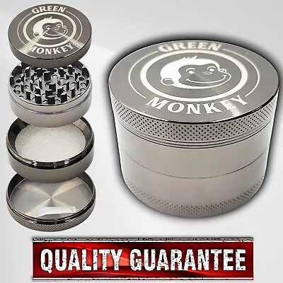 Premium Zinc 2.5  63mm Tobacco Herb Spice Grinder 4 Piece Metal GUNMETAL • £24.12