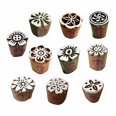 £11.99 • Buy Clay Printing Stamps Arty Crafty Small Floral Shape Wooden Blocks (Set Of 10)