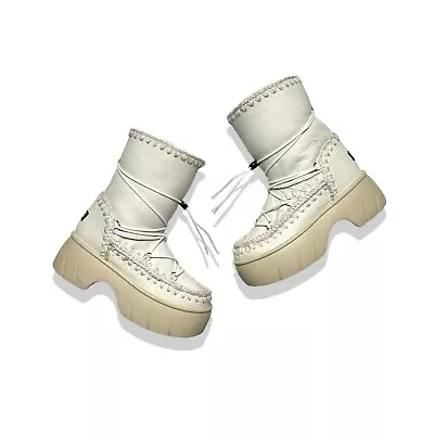 Free People X Mou Lunar Landing Fur Shearling Eskimo Snow Boots White $480 40 • $349