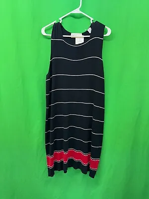 NWT Marisa Christina XL Black White Red Sleeveless Sweater Dress Midi • $21.86