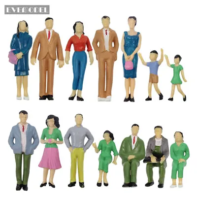14pcs Model Trains 1:25 Painted Figures G Scale People Standing Seated Figure • £7.19