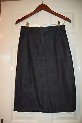 MAX MARA Weekend Denim Jean Skirt Black Charcoal Pockets Western UK10 A Line VGC • £13.99