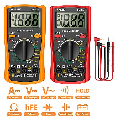 LCD Digital Multimeter AC DC Voltmeter Ammeter Ohmmeter Volt Tester Leads Meter • $15.69