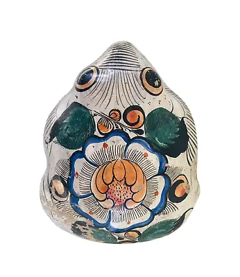 Vintage Hand BurnishedHand Made & Decorated Pottery Frog - Tonala Mexico 5  • $21