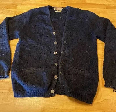 Highland Sportswear Med Vintage Button Up Sweater Blue Rare Worsted Wool Mohair • $199.99