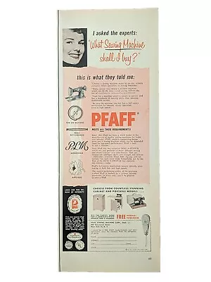 1953 Vintage Pfaff Sewing Machine Print Ad Stitching Clothes Housewife  • $8.99