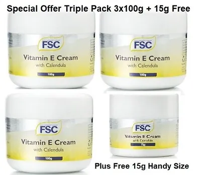FSC Vitamin E Cream With Calendula 3 X 100g Plus Free 15g Handy Size • £16.99