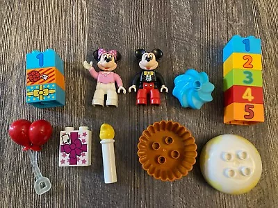 LEGO DUPLO Mickey & Minnie Birthday Lot With Gifts Balloon Candle Cupcake • $9.93