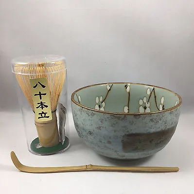 $28.95 • Buy Japanese Ume Matcha Cup Bowl Whisk Chashaku Scoop Tea Ceremony Set Made In Japan