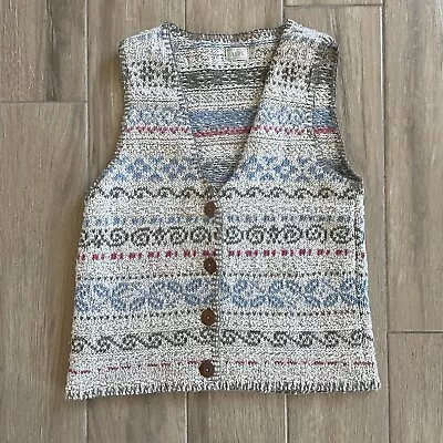 Vintage Alps Knit Sweater Vest Women's Medium Multicolor Cottagecore Buttons USA • $28