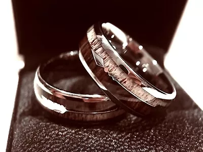 Wedding Bands Matching Rings Set Antler Rings Arrow Inlay Rings Wooden Band  • $475