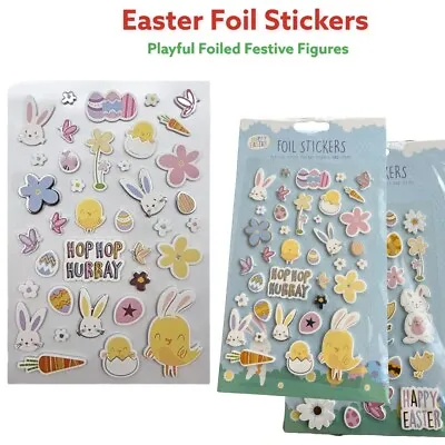 Easter Foil Sticker Bunny Chick Egg Flower Carrot Kids Easter Craft Bonnet Decor • £2.80