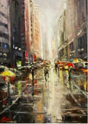 Streets Of New York 2016  Elena Bond UNFRAMED Original Acrylic On Canvas UNIQUE • $4995