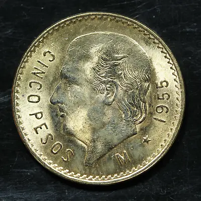 1955 5 Pesos Cinco Pesos Mexico Gold Coin • $330.99