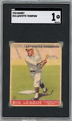 1933 Goudey #13 Lafayette Thompson Brooklyn Dodgers SGC 1 • $39.99