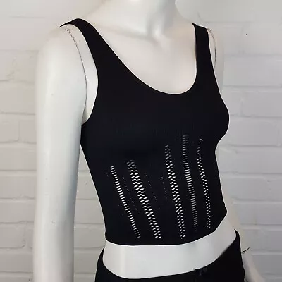 $28.01 • Buy Out From Under Seamless Cut Out Corset Top Small 8 10 Black Stretch BNWT
