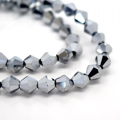 Faceted Bicone Crystal Glass Beads 4mm6mm8mm - Pick Metallic Colour • £3.10