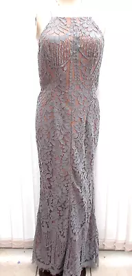 Jarlo Grey Over Nude  Lace Dress Size 10  Petite. Fishtail Back • £11.20