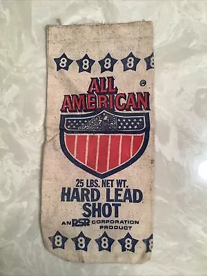 Vintage All American Hard Lead Shot #8 25 Lbs Canvas Bag Only Empty • $9.87