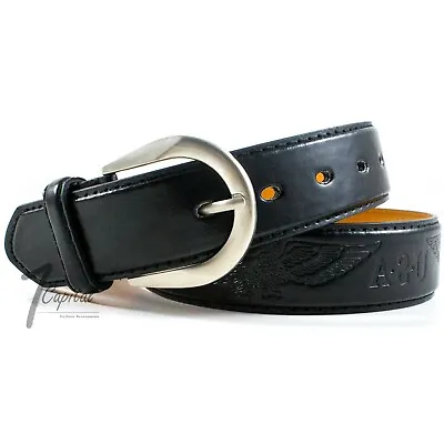 Men's Genuine Leather Metal Buckle Jean Casual Dress Belt Black Brown M L XL • $5.99