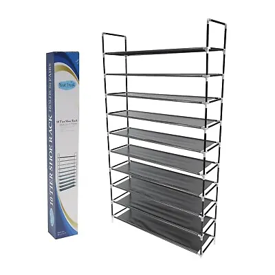 $66.62 • Buy Shoe Rack Organizer Storage Holds 50 Pairs Shoes 10 Tier Free Standing Black