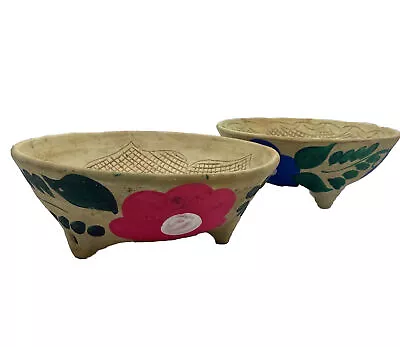 Mexican Ceramic  Pottery Painted Floral Bowl Set Of 2 Wall Decor Kitchen Decor • $19.99