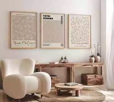 £23.99 • Buy William Morris Matisse Neutral Print Set Of 3  Wall Art Posters Home Room Gift