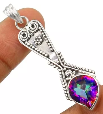 Natural Color Changing Rainbow Topaz 925 Sterling Silver Pendant K16-4 • $10.99