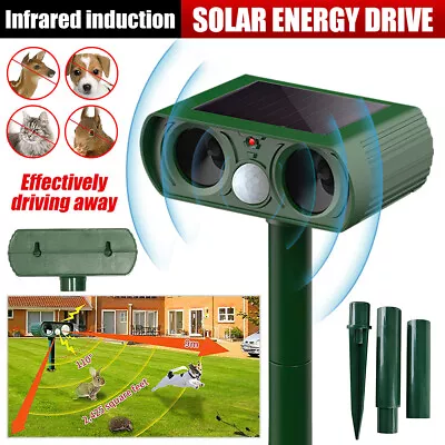 Solar Ultrasonic Dog Cat Repellent Fox Pest Scarer Deterrent Repeller UK • £12.39