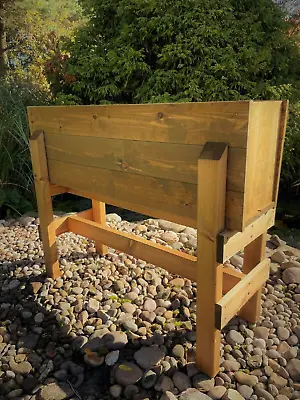 Grand Wooden Garden Trough Planter On Legs Deep Vegetable Herb Flower Stand Box • £59.99