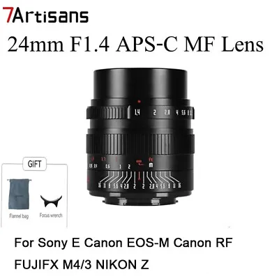 7artisans 24mm F1.4 APS-C Large Aperture MF Lens For Fuji Sony Canon Nikon M4/3 • £97.20