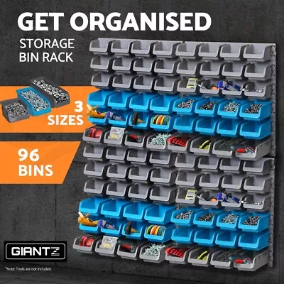 Giantz 96 Storage Bin Rack Wall-Mounted Tool Parts Garage Shelving Organiser • $82.95