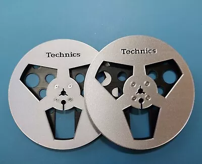 Technics Reel To Reel Tape Spools 7  (pair) 3D Printed (Plastic) In Silver/black • £29.99