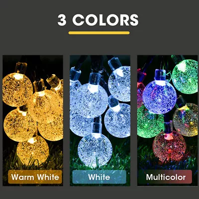 £3.49 • Buy 100 LED Garden String Light Outdoor Solar Powered Festoon Ball Bulb Fairy Lights