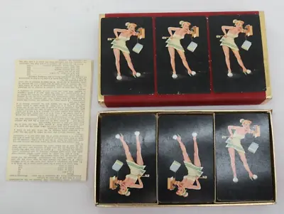 Vintage Duratone Samba Pin Up Playing Cards 3 Deck Canasta Set    TF • $99.99