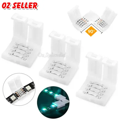 10mm L Shape LED 4 Pin Clips RGB Corner 5050 Strip Light Connectors Adapter 90° • $5.35
