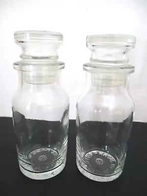 2 Vintage Clear Glass Apothecary Spice Jars Bottles 4.25  Japan Unused • $24.75