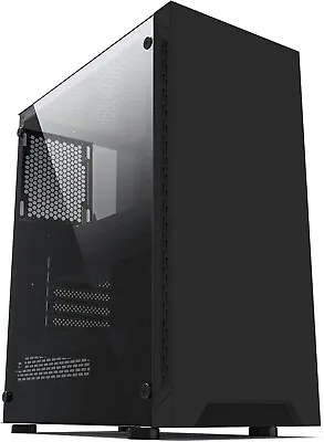 PC COMPUTER CASE ATX GAMING MID TOWER BLACK TEMPERED GLASS - IONZ KZ08B • £35.95