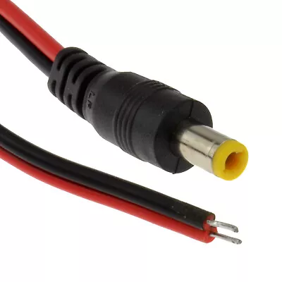 DC PIGTAIL Power Plug 5.5 X 2.5mm To Bare Ends For CCTV Cable 0.3m • £2.65